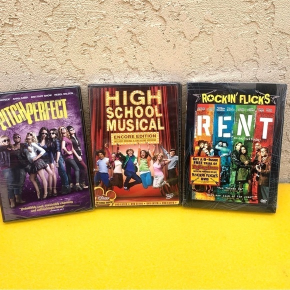 3 DVD Lot RENT, Pitch Perfect, HIGH SCHOOL MUSICAL - NEW SEALED DVD / widescreen - Picture 1 of 6